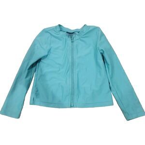 Gap Kids Rash Guard Shirt Top Swim Long Sleeve Full Zip Size 4 Years Torquoise